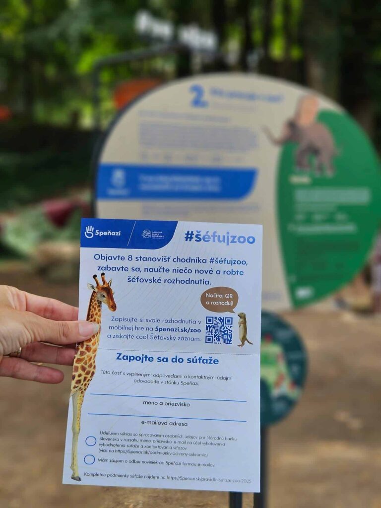 súťaž v stánku 5PEŇAZÍ v Národnej zoo Bojnice