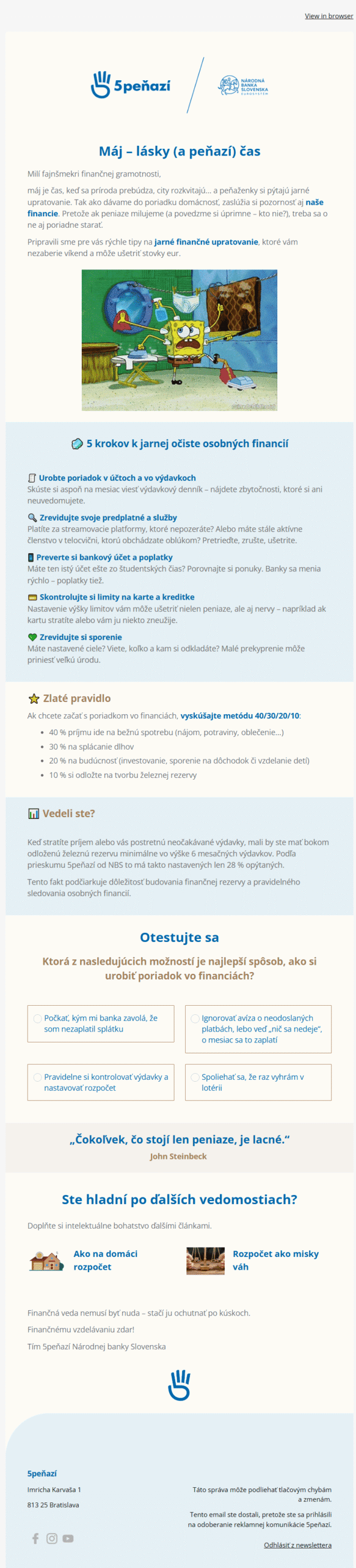 Finančné jednohubky #3 – Jarné finančné upratovanie
