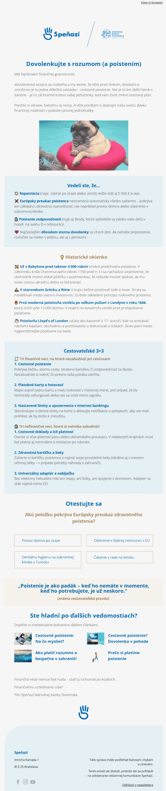 Finančné jednohubky #4 – Dovolenkujte s rozumom (a cestovným poistením)
