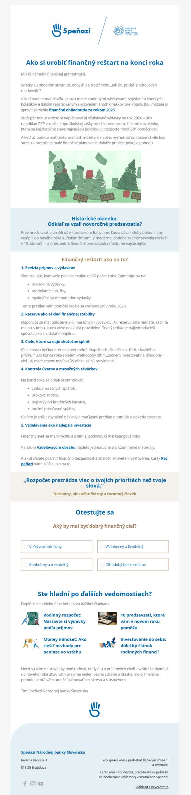Finančné jednohubky #10 – Ako si urobiť finančný reštart na konci roka