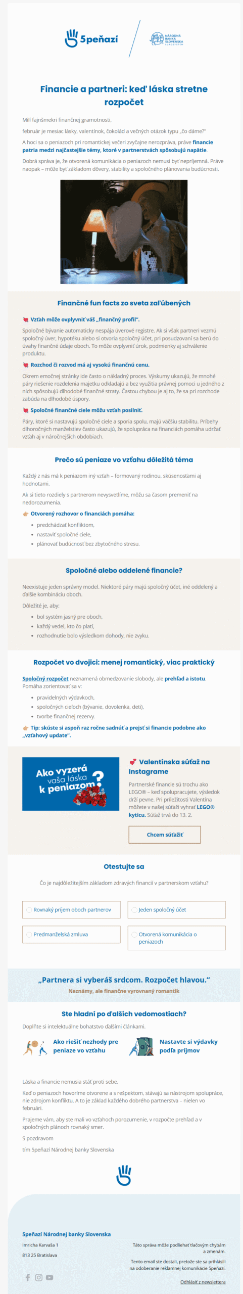 newsletter Finančné jednohubky
